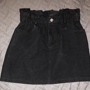 Plain Black Skirt with Ruffles